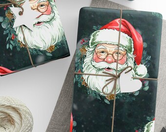 Festive Santa Wrapping Paper, Christmas Gift Wrap