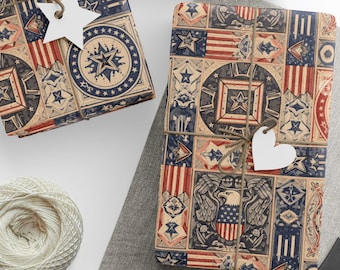 Patriotic USA Theme Wrapping Paper: Vintage Style Gift Wrap