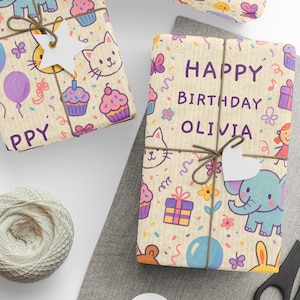 Personalized Birthday Wrapping Paper, Custom Gift Wrap for Kids, Fun Party Supplies, Cute Cartoon Design, Baby Shower, Celebration Decor
