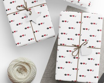 Red Heart Eyes Wrapping Paper | Modern Valentine's Day Gift Wrap