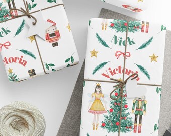Personalized Romantic Wrapping Paper: Nutcracker & Fairy Design
