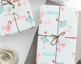 Personalized Ballet Dancers Wrapping Paper | Ballet Gift Wrap, Pastel Ballerina Pattern