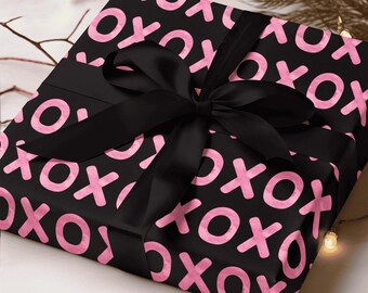 Pink XO Valentine's Day Wrapping Paper: Romantic Fine Art Gift Wrap