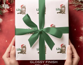 Personalized Pet Christmas Wrapping Paper: Custom Cat Gift