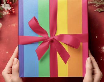 Rainbow Stripe Wrapping Paper: Vibrant Gift Wrap Roll