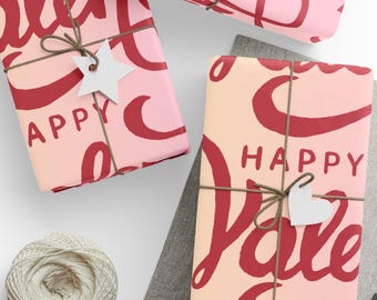 Pink & Yellow Valentine's Day Wrapping Paper: Romantic Gift Wrap