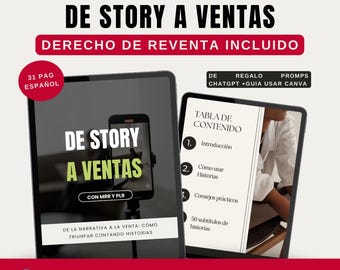 Ebook from Story to Sales, Sell by Stories, Instagram Story Guide, Story Ideas, Digital Product, MRR DWA UBC, Spanish