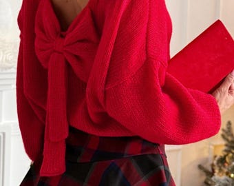 Back Bowknot Long Sleeve Sweater