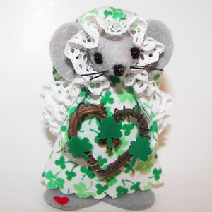 Colleen..an Irish Mouse...one of the cute St Patrick's felt mice by Warmth image 1