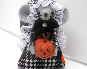Halloween Carver Mouse one of the cute gift felt mice and ornaments for animal lovers and collectors by Warmth