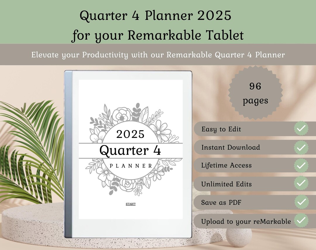 Quarter 4 Planner 2025 Remarkable 2 Templates Productivity & Project ...