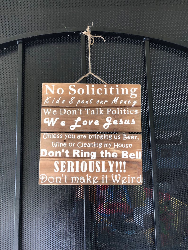 no soliciting sign funny clever 10 x 10 wood etsy
