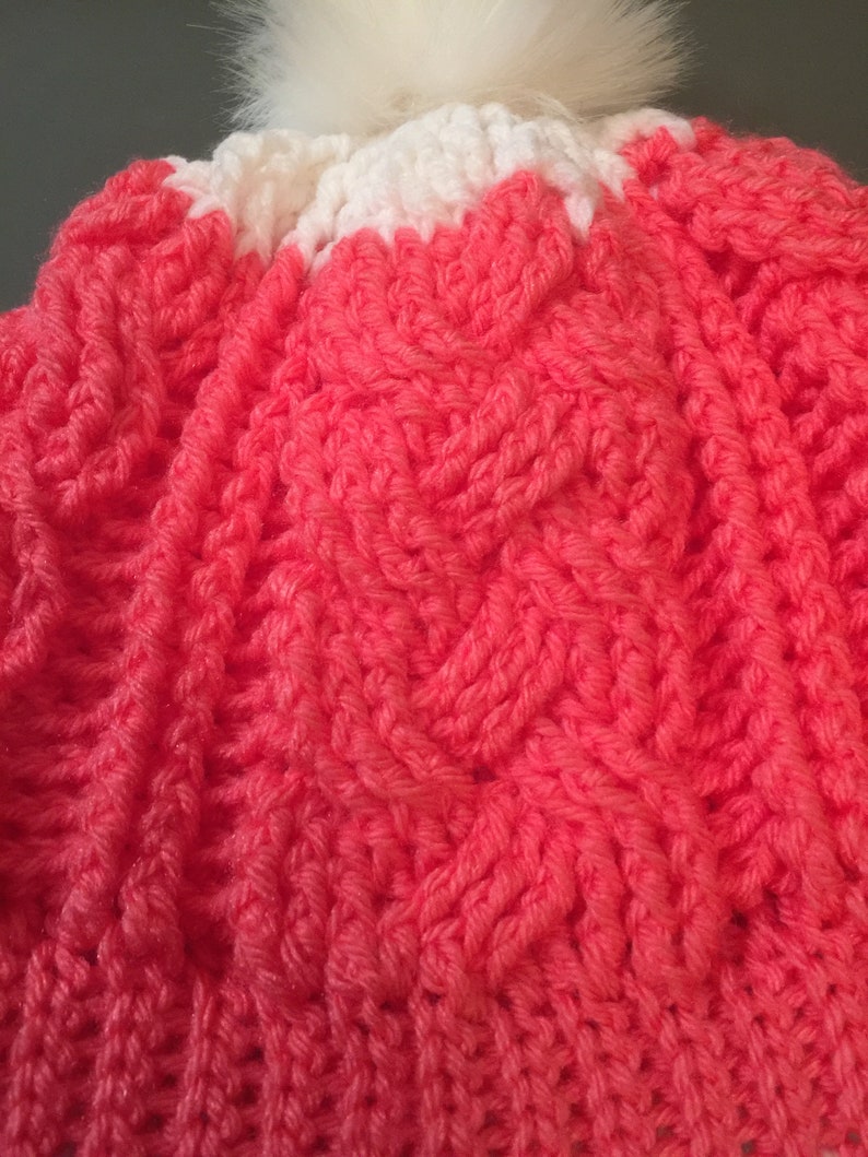 fits most Braided Cable Beanie Slouch Hat w Faux Fur Pom Pom Any Color
