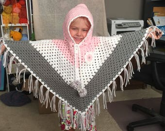 kids, girls, Cozy, Warm Poncho/ Throw, Sweater - Any Color - 3yrs to 7yrs