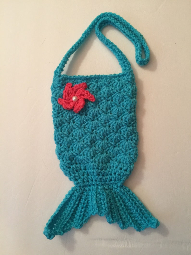 Super Cute Hand Crochet Mermaid Purse  Bag Clutch Sachal image 1