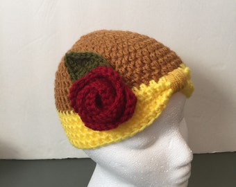 Belle Princess Beanie, Hat, Rose - Beauty & the beast  - All Sizes Available