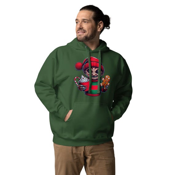 Sudadera unisex navideña con capucha de Freddy Krueger de