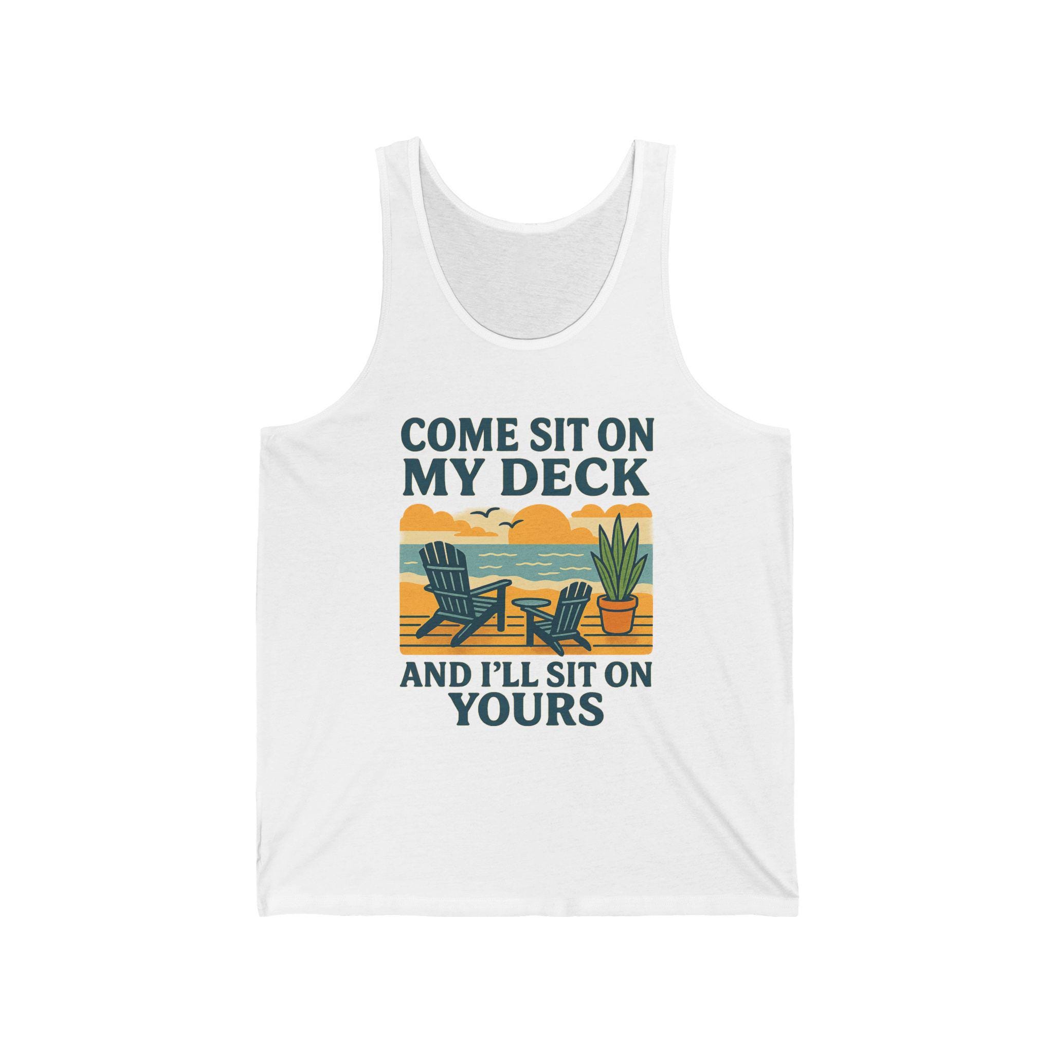 Funny Graphic Tank, Gay Pride LGBTQ Unisex Jersey, Sit on My Deck, LGBT Gift Idea, Humor Sleeveless Top