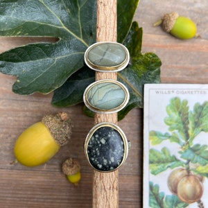 California Beach Pebble Ring in Sterling & Brass Size 8