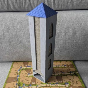 Torre de distribución de azulejos 3D de Carcassonne - Efecto piedra medieval - Almacenamiento práctico y decorativo