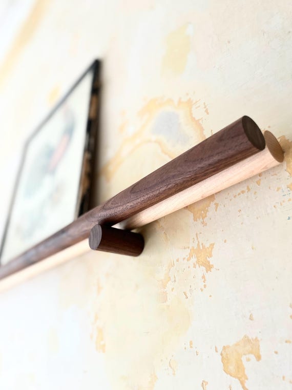 Two Spindle Mixed Hardwood Picture Shelf