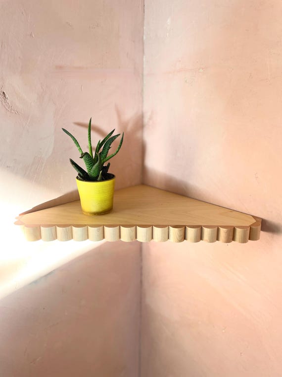 Scalloped Maple & Birch Corner Shelf