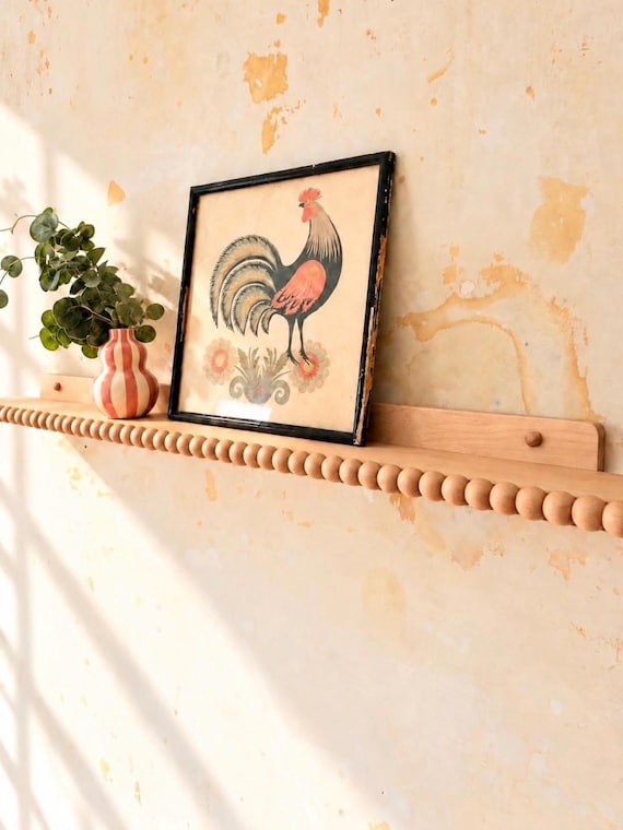 Bobbin Beaded  Wall Shelf in Birch & Beech