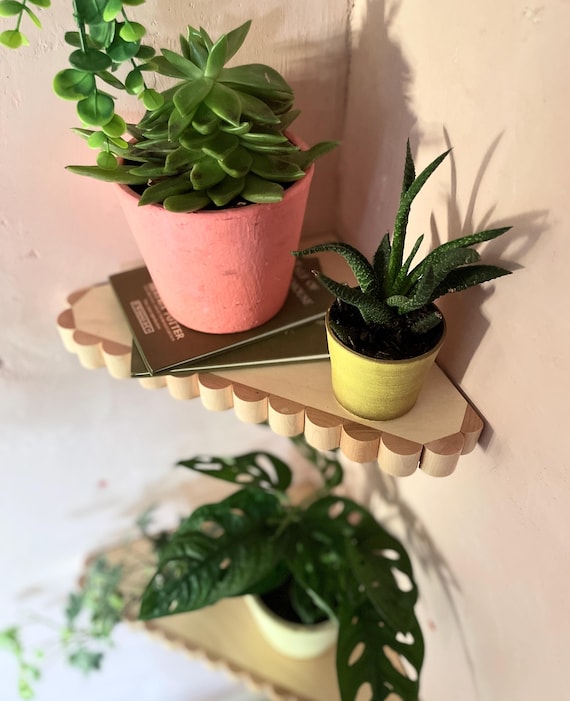 Scalloped Maple & Birch Corner Shelf