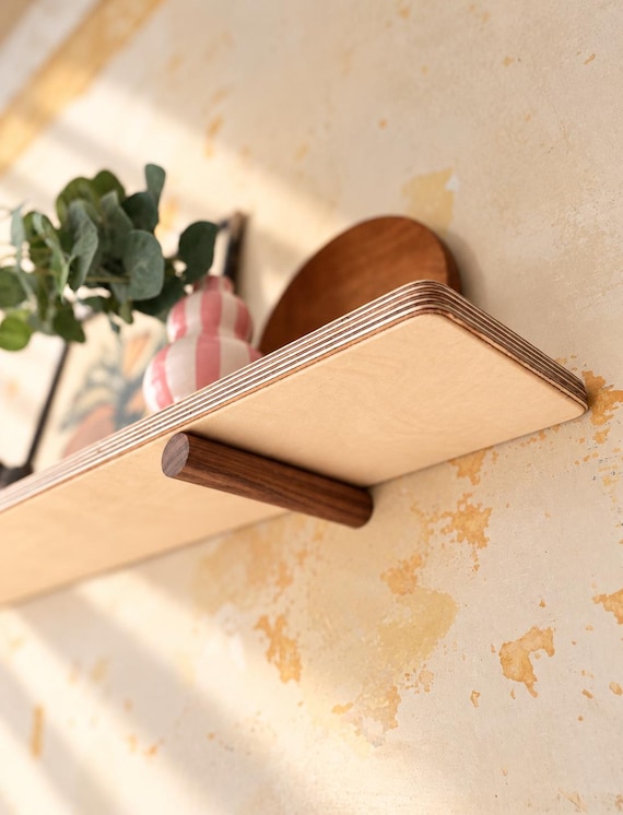 Peg Board Style Walnut & Birch Shelf