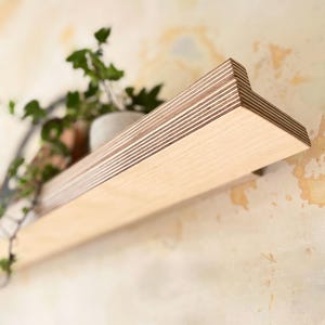 Layered Birch Plywood Modern Floating Shelf | Contemporary Picture Ledge | Minimal Wooden Wall Decor