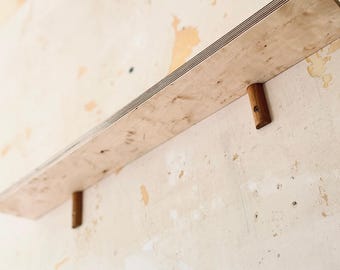 Modernist Shelf in Birch & Oak  | Light Wood Modern Bookshelf | Clean Contemporary Floating Shelf | Minimal Plywood Wooden Wall Shelf