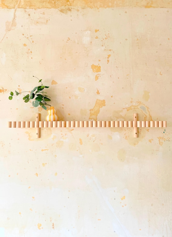 Solid Maple Art Deco Scalloped Floating Shelf | Hand Crafted Reeded Wall Decor | Soft Scandi Picture Ledge | Fluted Modernist Shelving