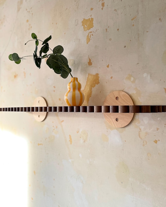 Curved & Scalloped Black Walnut Art Deco Shelf | Birch Plywood Picture Shelf | Statement Scalloped Floating Shelf | Modern Wall Shelving |