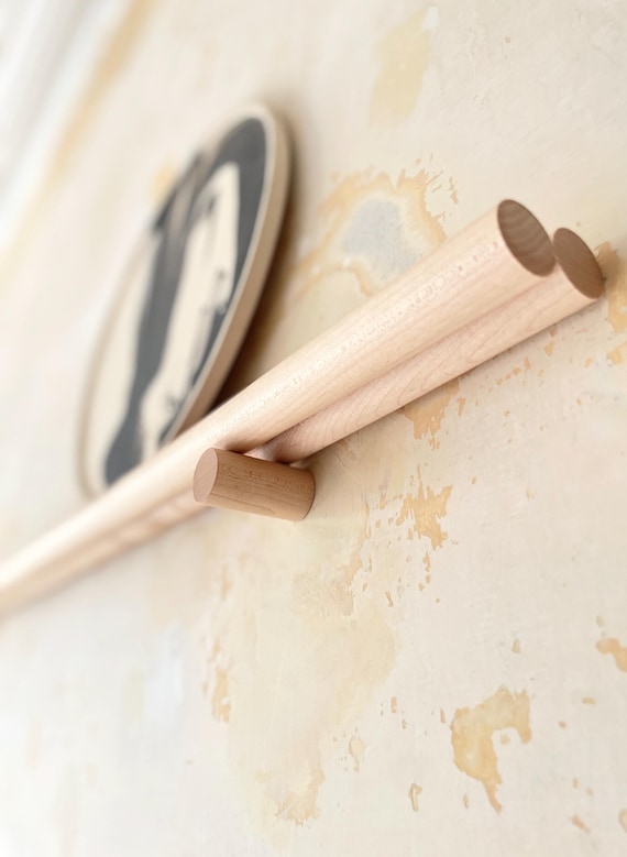 Two Spindle Solid Maple Picture Shelf