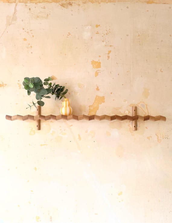 Zigzag Oak Edge Wall Shelf | Geometric Art Deco Floating Picture Shelf | Handmade Modern Picture Ledge | Custom Sizes Available