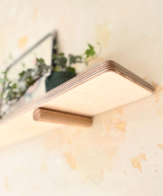 Peg Board Style Birch Plywood Contemporary Floating Shelf