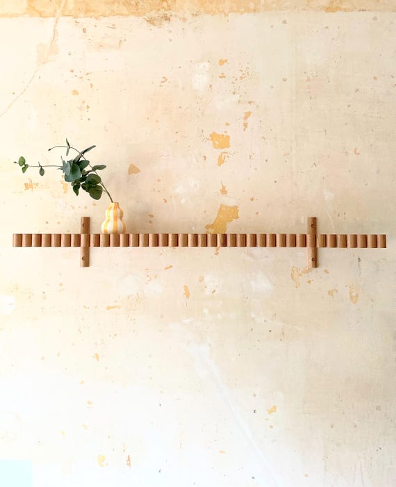 Rippled Oak Art Deco Floating Shelf