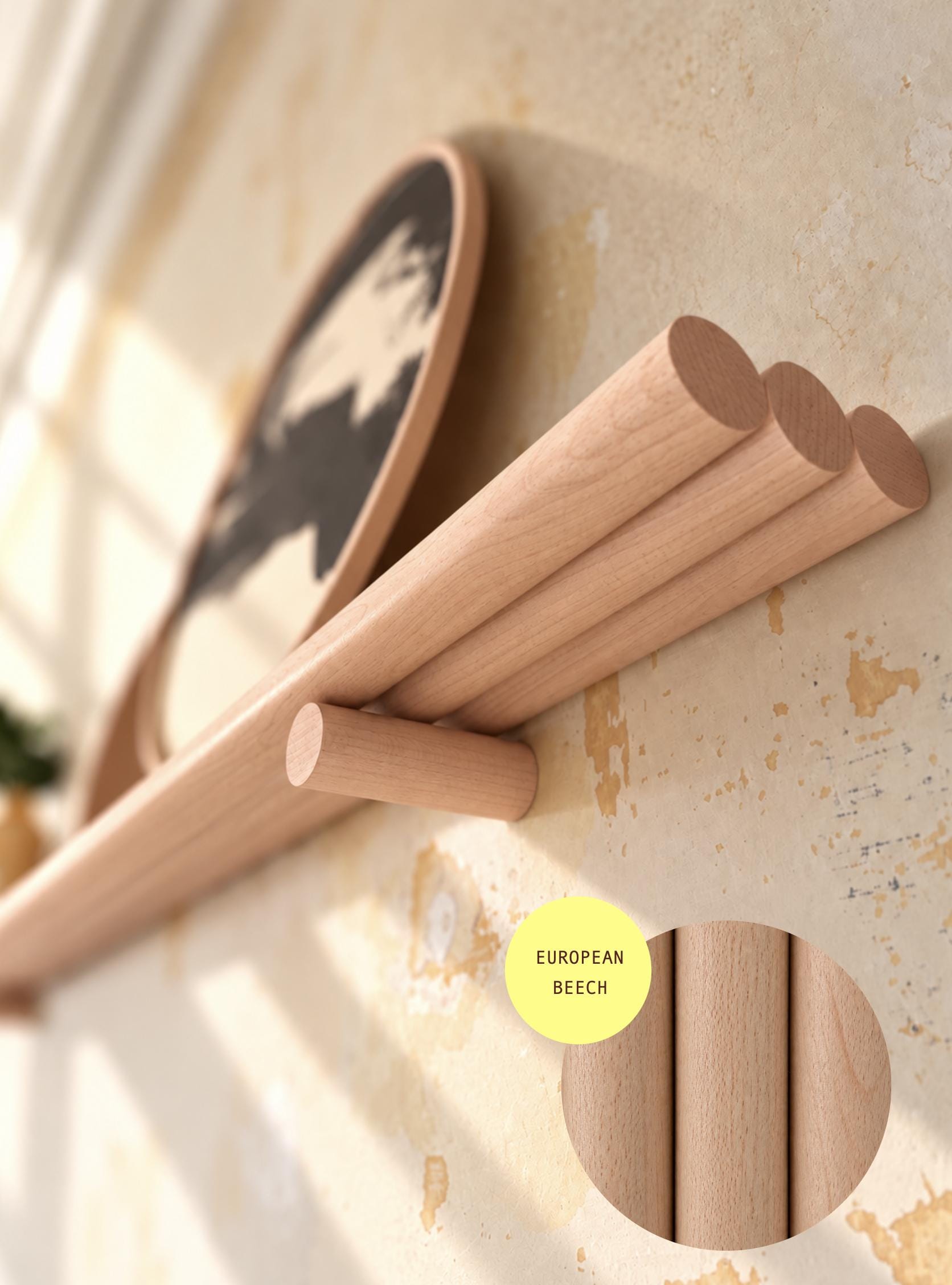 Three Spindle Oak Mid Century Picture Shelf | Sleek Scandi