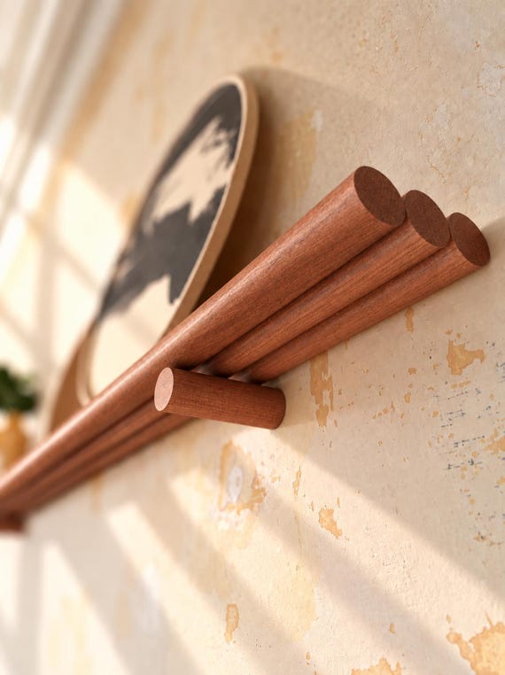 Three Spindle Sapele Mahogany Picture Shelf