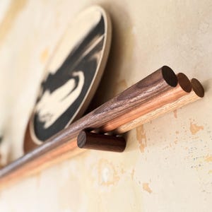 Three Spindle Mixed Hardwood Picture Shelf | Oak,Cherry & Walnut Gallery Wall Shelving