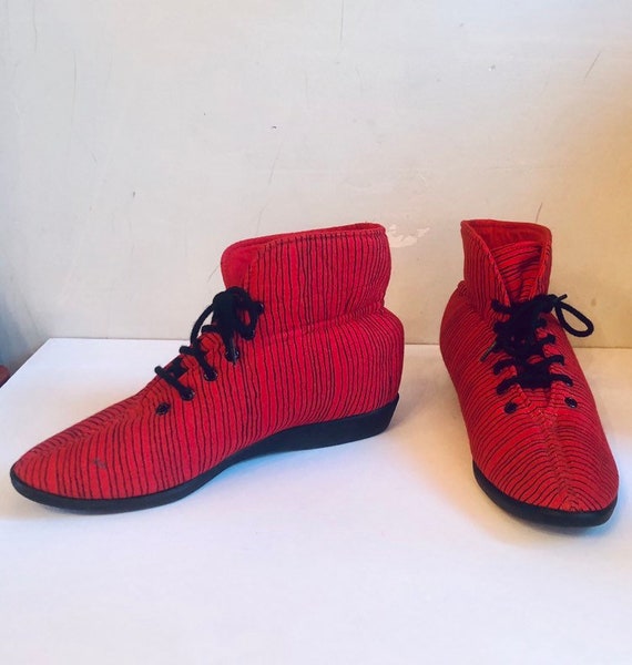 Vintage 80s high top red booties  size 7 US - image 1