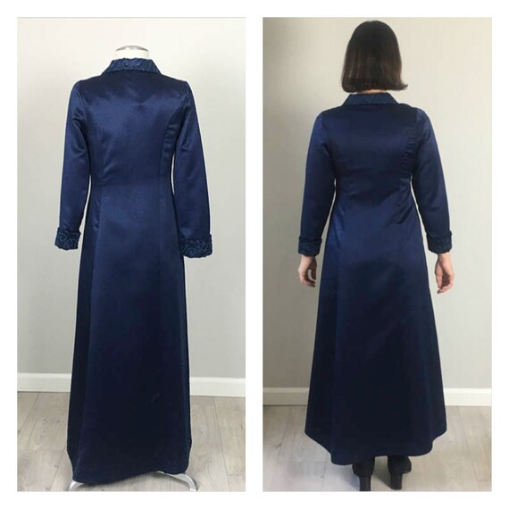 Handmade 50s Blue Satin Tuxedo dress/jacket  XS - image 4