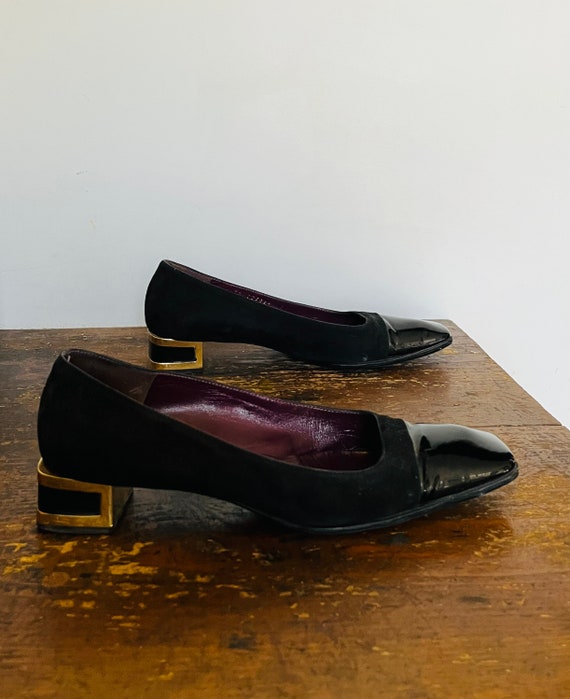 Vintage 80s Bruno Magli black leather chunky heels