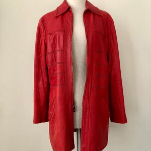 Vintage 80s Mod red leather St John jacket. S M image 3