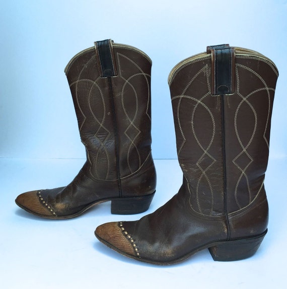 Vintage 70s leather cowboy boots  SIZE 6 US - image 3