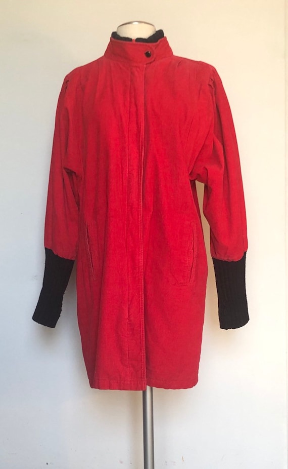 Vintage 80s retro cocoon sleeve red corduroy jacke