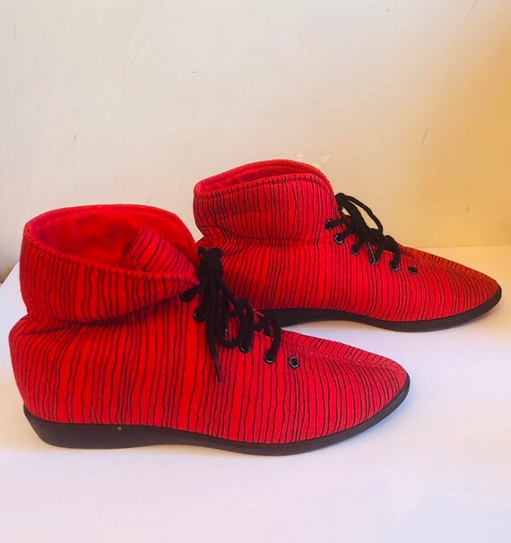 Vintage 80s high top red booties  size 7 US - image 5