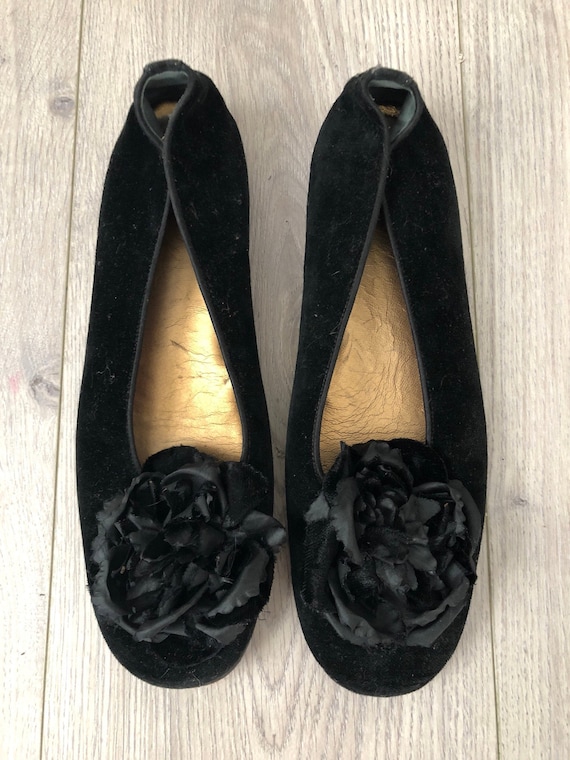 Vintage 80s velvet flats  Size 7.5 - image 1