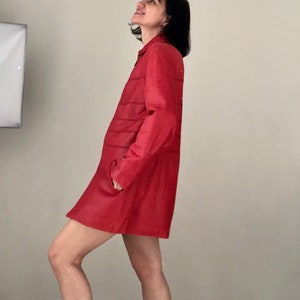 Vintage 80s Mod red leather St John jacket. S M image 4