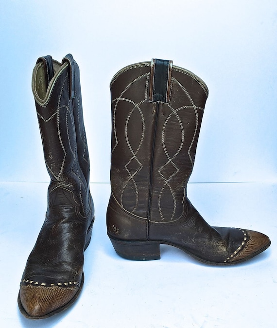 Vintage 70s leather cowboy boots  SIZE 6 US - image 1